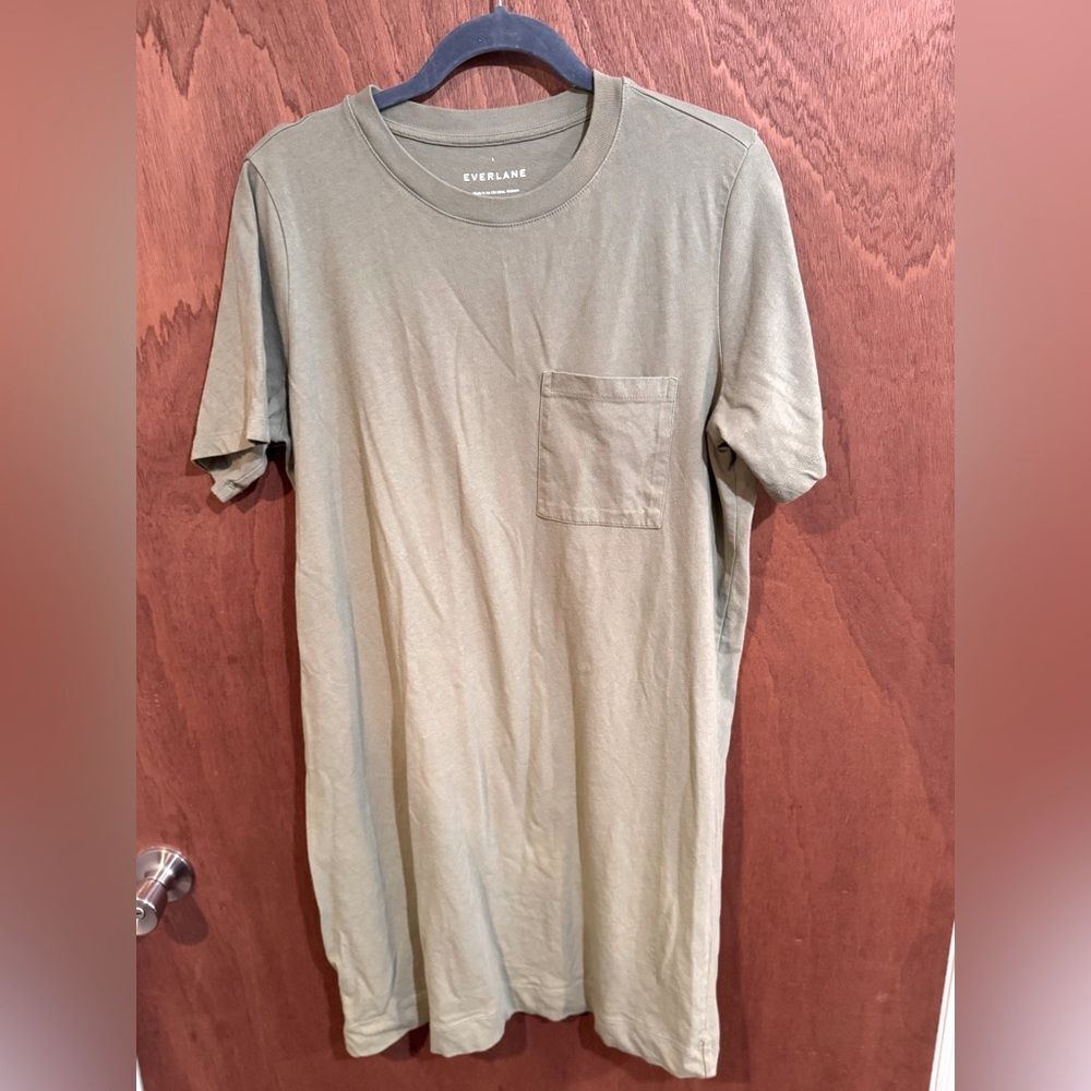 Everlane Olive Green Shirt Dress size L - Picture 1 of 7